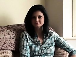 Adorable hot newbie Eva Johnson rubs her soaking clit